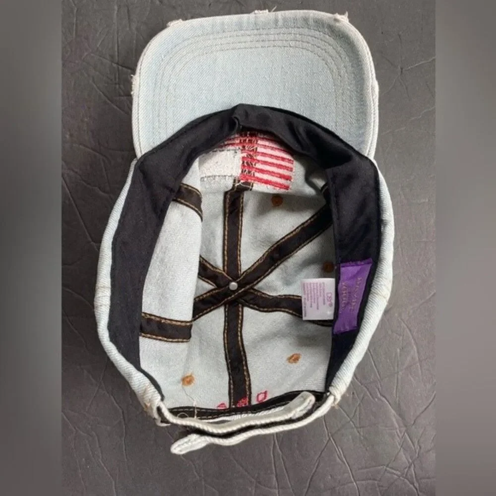 David and Young Baseball hat in distressed denim USA American flag patch…